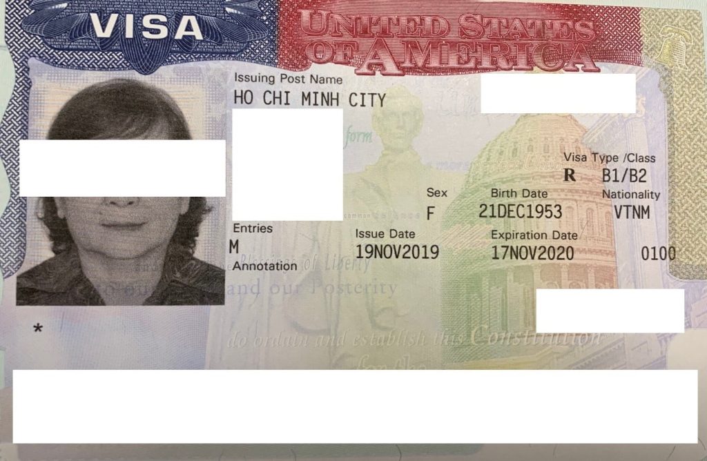 Mẫu visa du lịch Mỹ của một khách hàng của cty Đậu Visa